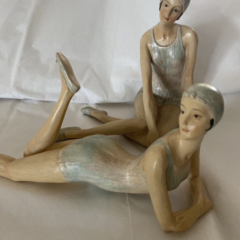 Vintage 20s Flapper Bathing Beauties BLUE SWIM SUIT & CAP LIGHT BLUE Shoes- - Picture 1 of 10